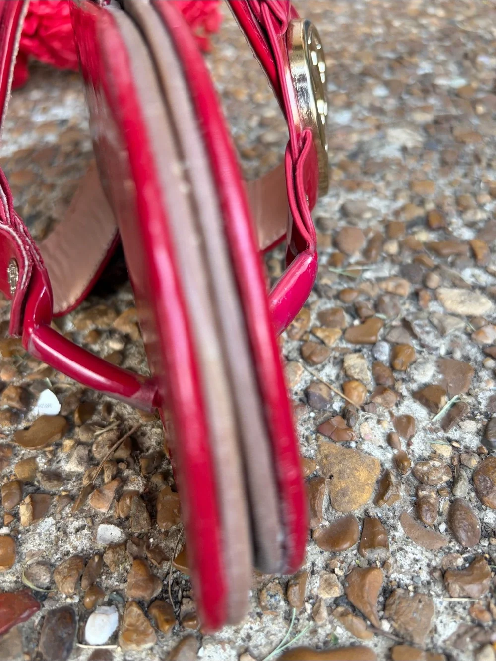Tory Burch Bright Red Logo Thong Sandals
